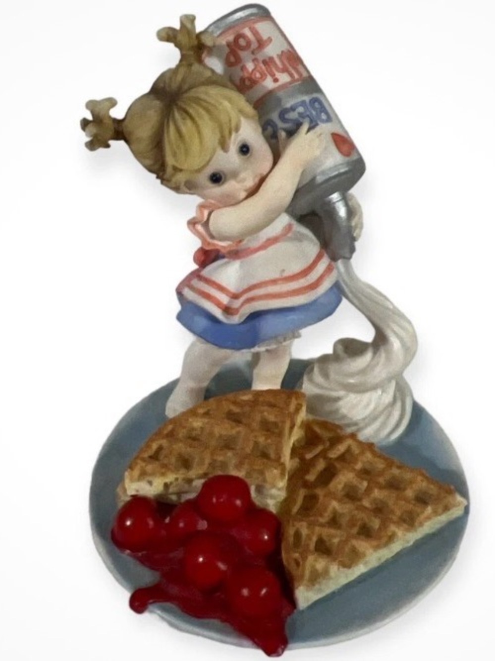 Enesco waffle fairy 2007!figuGirl Pouring Cream Figurine — Blue, White, Tan, Red